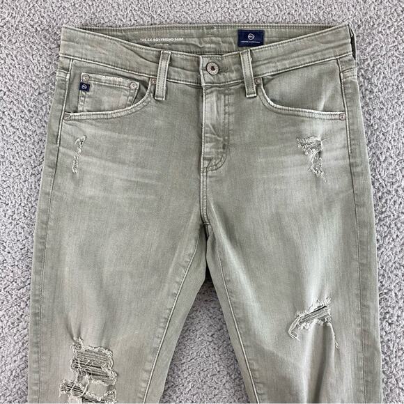 AG Adriano Goldschmied The Ex-Boyfriend Slim Slouchy Distressed Crop Jeans 26R - Picture 2 of 16